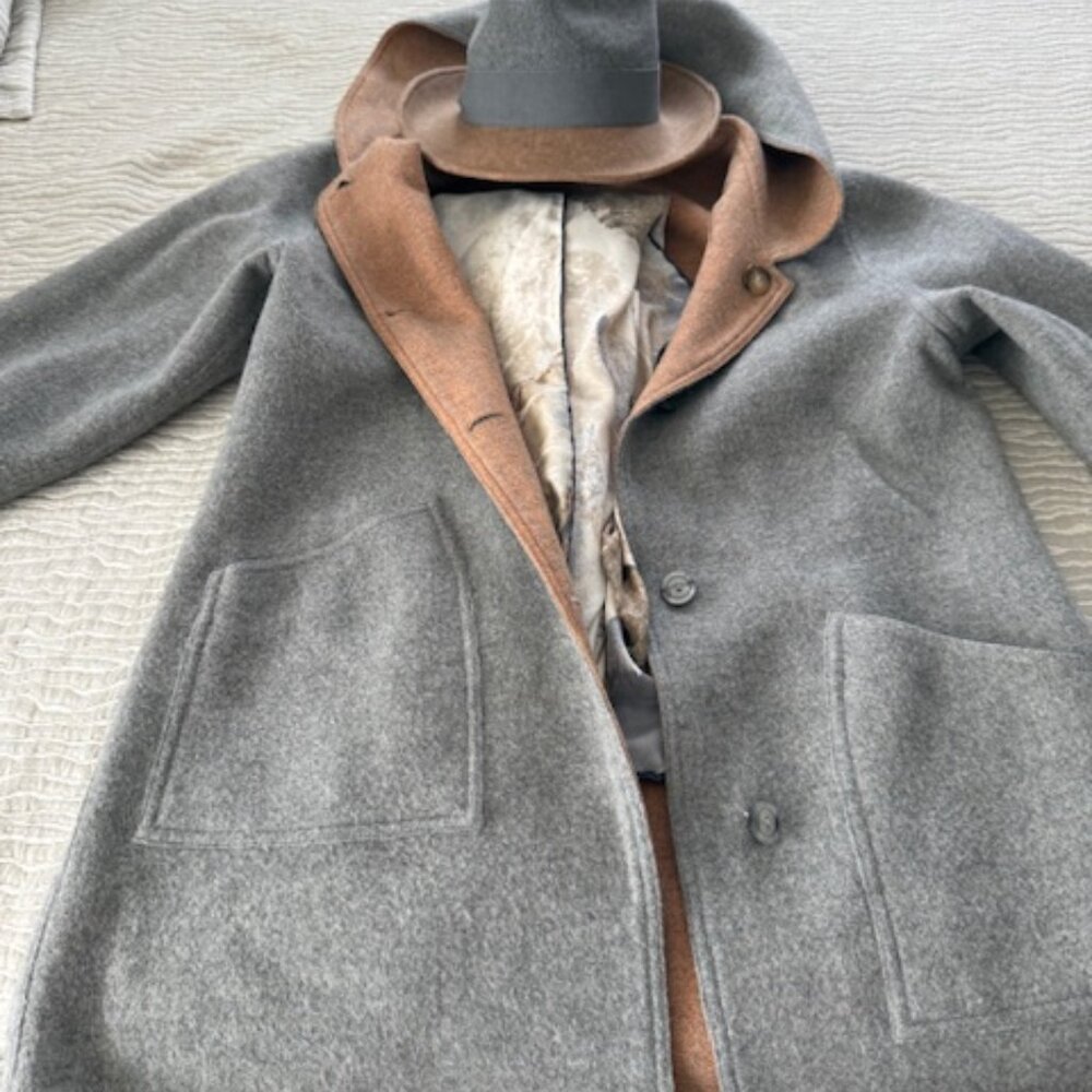 Alpaca reversible coat with matching hat and scarf
